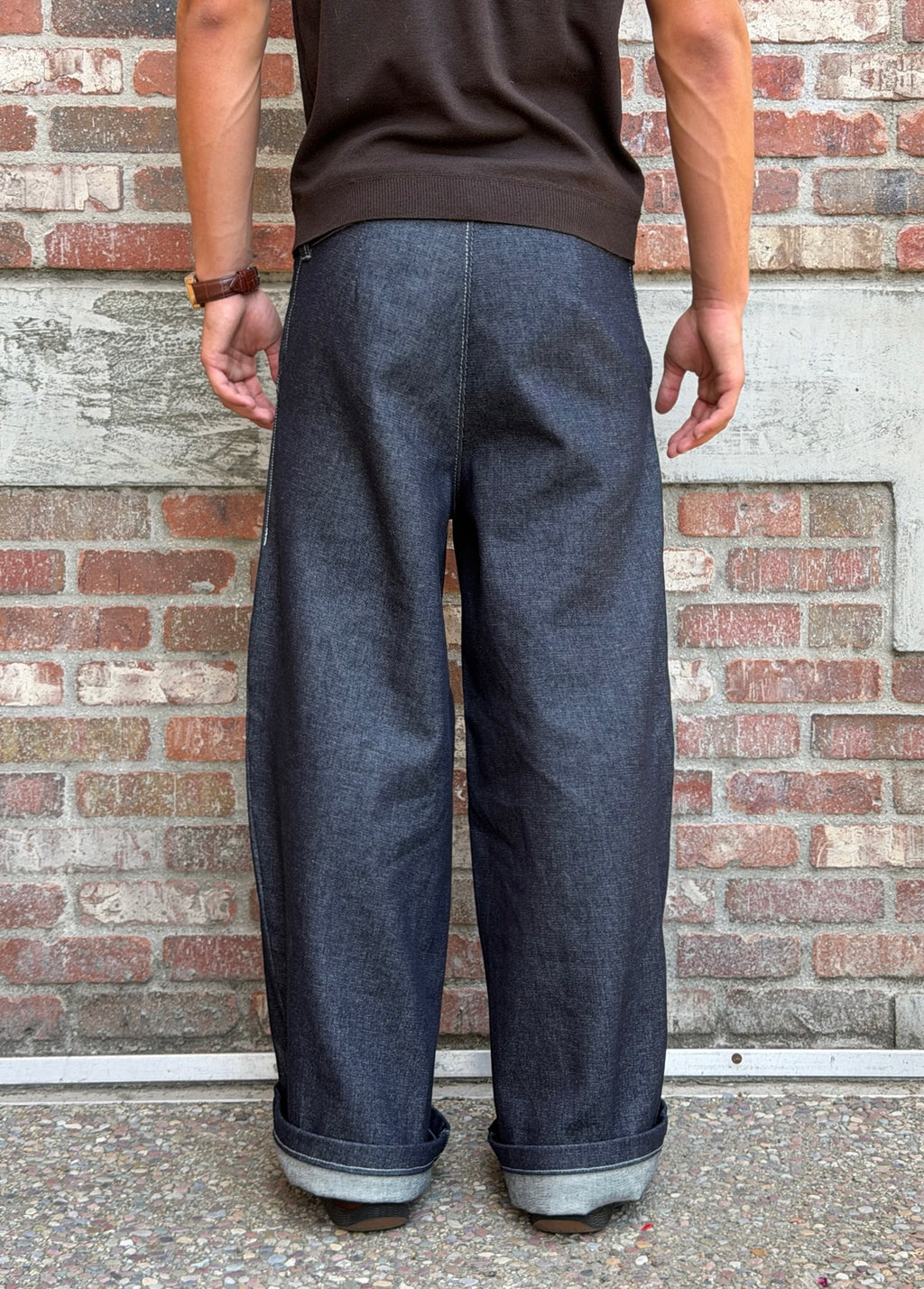 Raw Denim Double Pleated Trousers