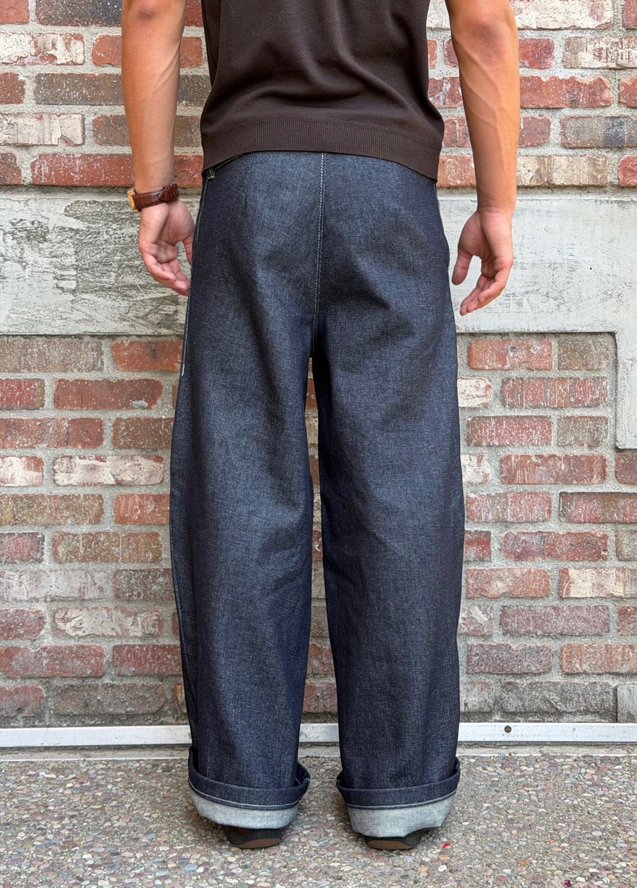Raw Denim Double Pleated Trousers